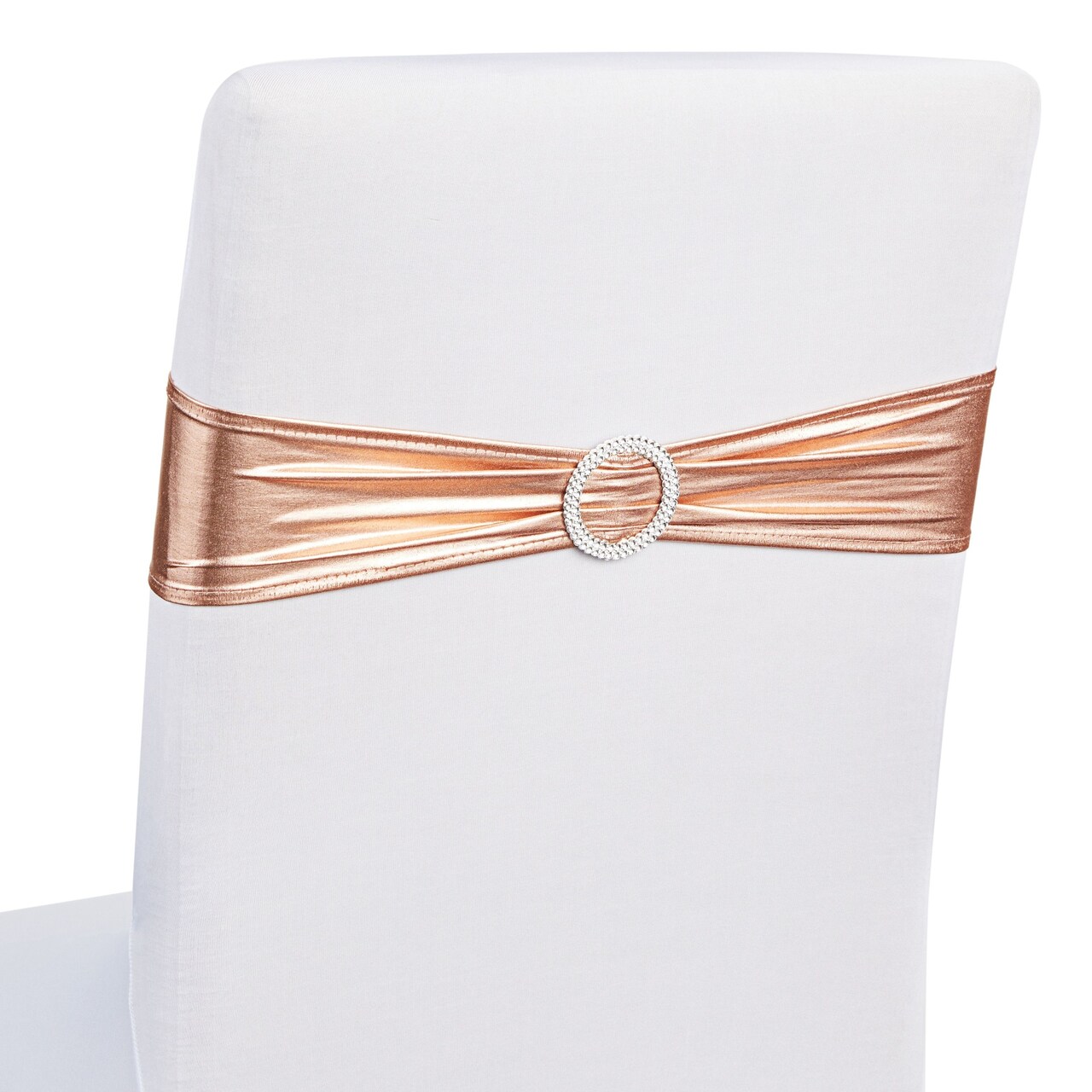 100 Pack Rose Gold Chair Sashes with Silver Buckles for Wedding Reception, Baby Shower, Birthday Party, Fits 13.5- to 16.5-Inch Chair Backs